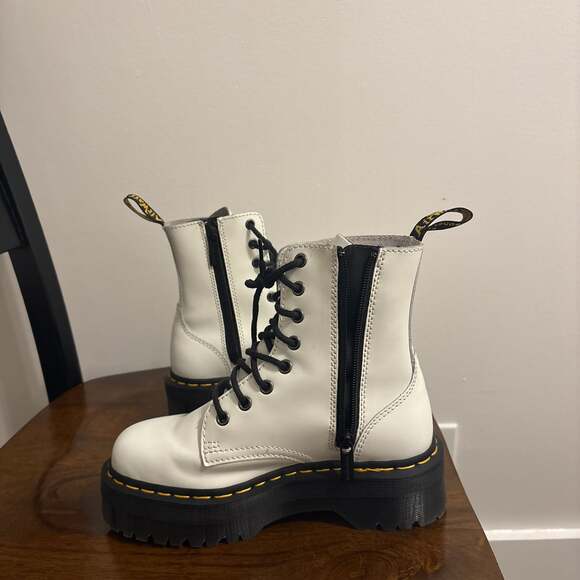 Dr. Martens Jadon Smooth Leather Platform Boots in White - Picture 4 of 5